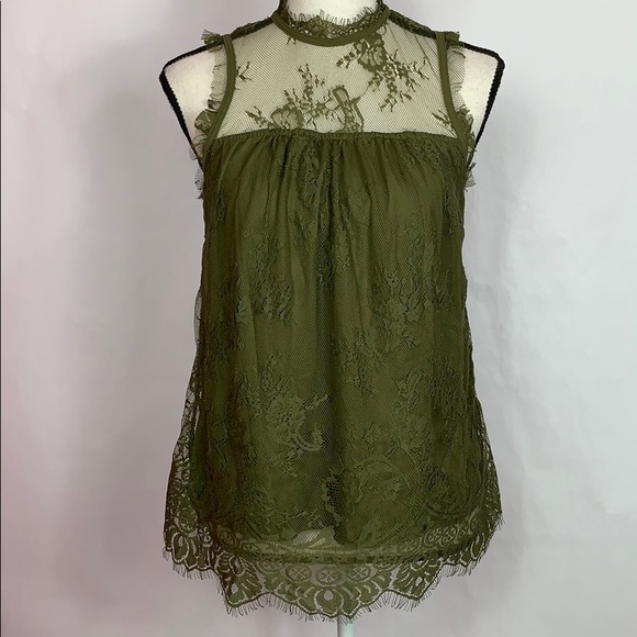Xhilaration Tops - Xhilaration sleeveless olive green lace top